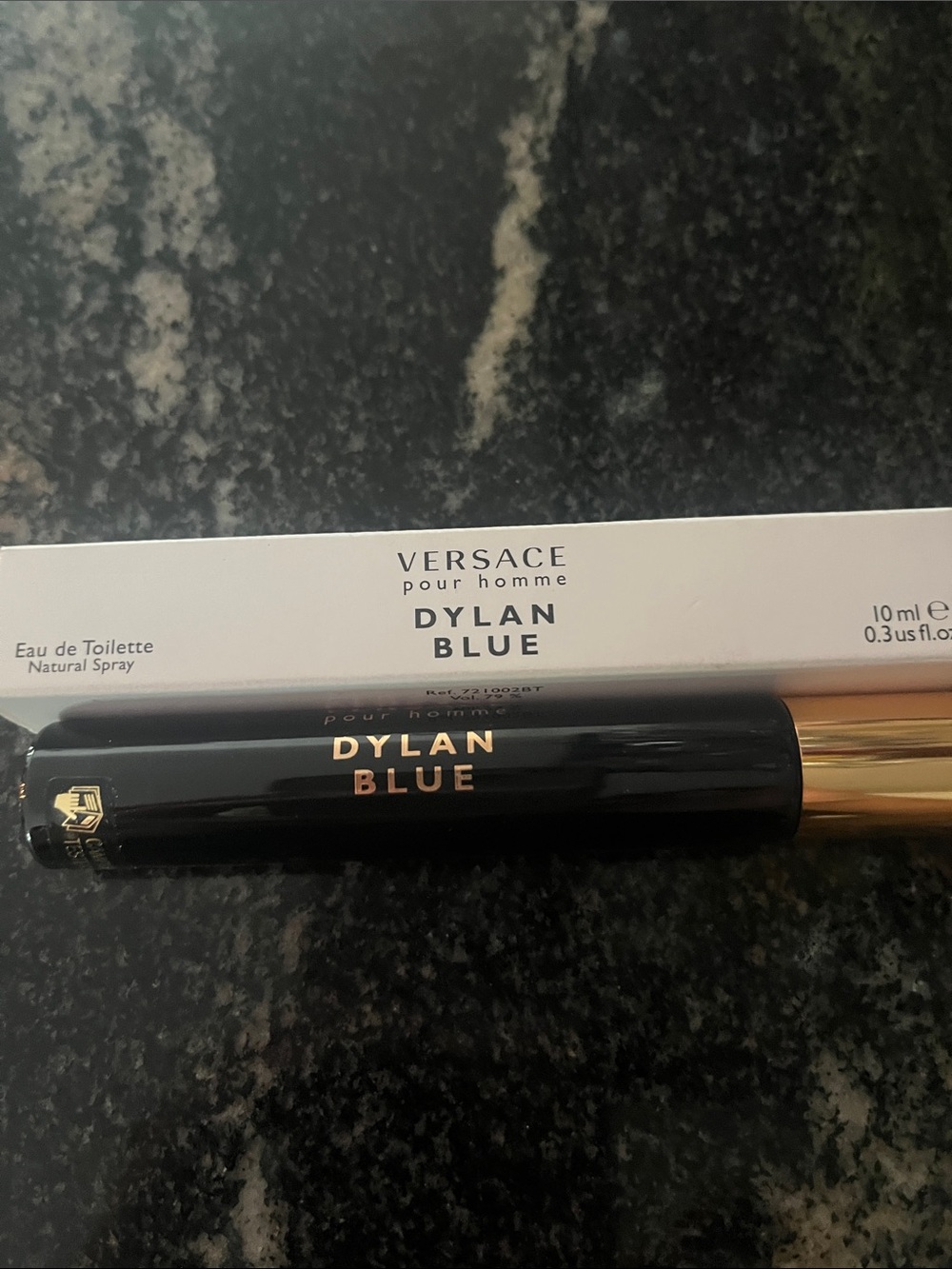 Versace Dylan Blue Travel Spray - Black & Gold